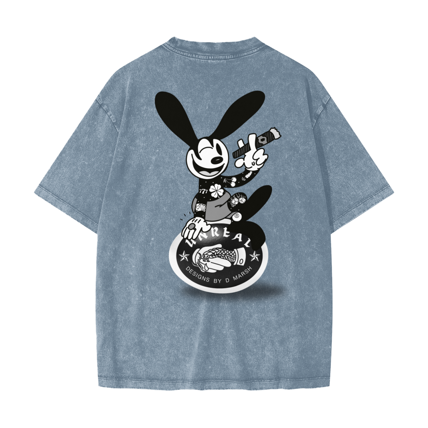 EASTER EDITION | “The Tattooed Rabbit” Vintage-Washed Heavyweight Tee (Denim Blue)