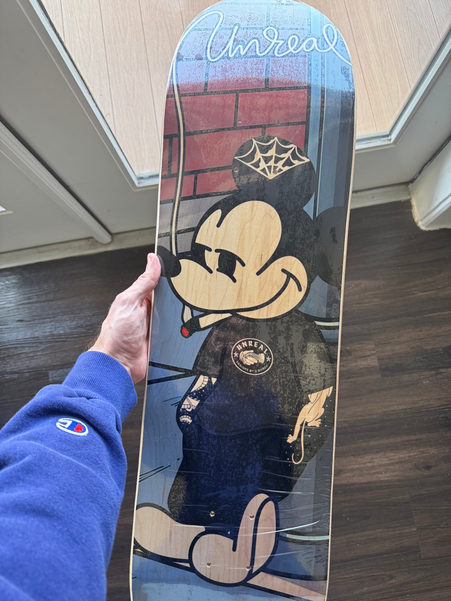 “Stoner Mouse” Skateboard Deck (Wood Grain)