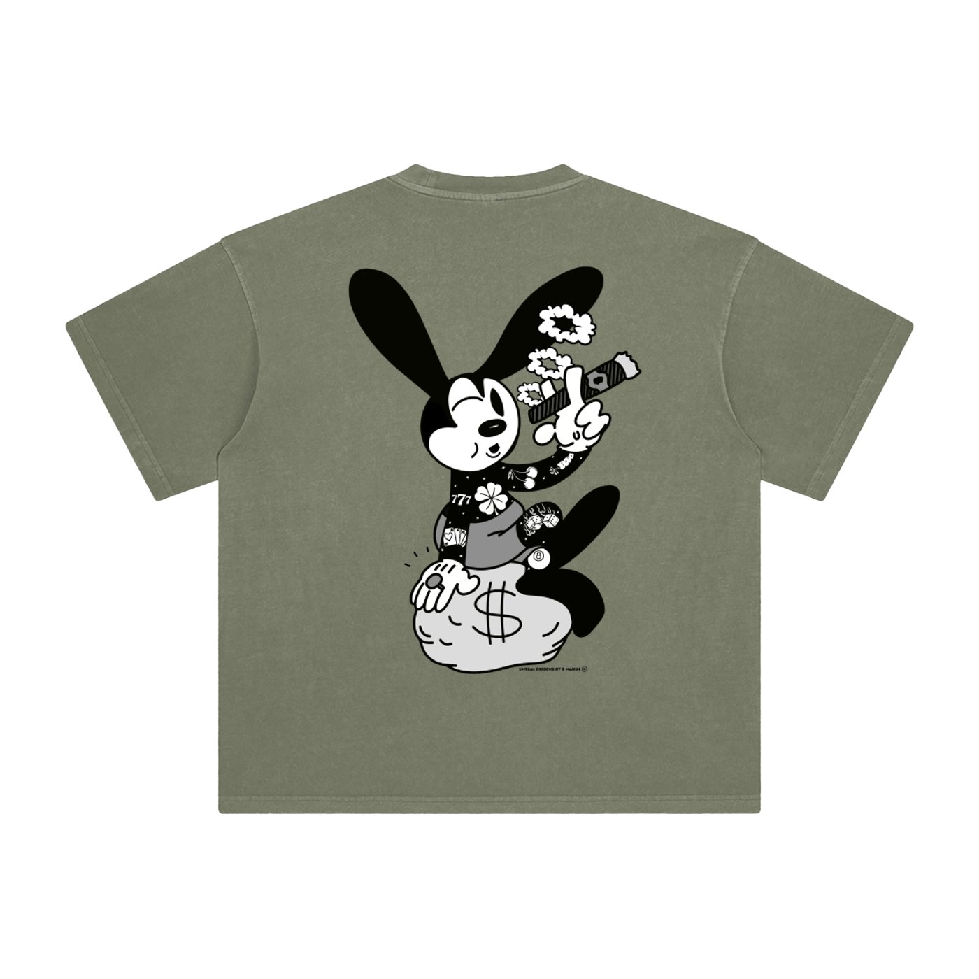 "The Tattooed Rabbit" Heavyweight Vintage-Washed Tee (no wording)