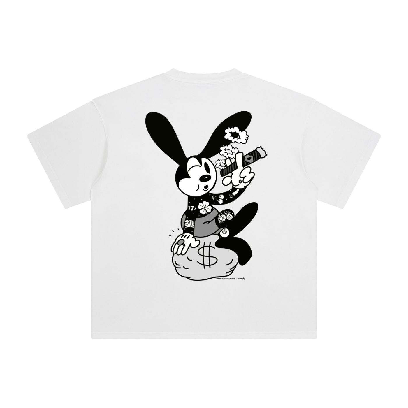 "The Tattooed Rabbit" Heavyweight Vintage-Washed Tee (no wording)