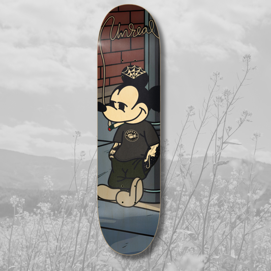 “Stoner Mouse” Skateboard Deck (Wood Grain)