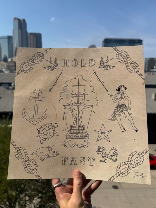 The Tattooed Sailor | Flash Sheet 12”x12” Art Print